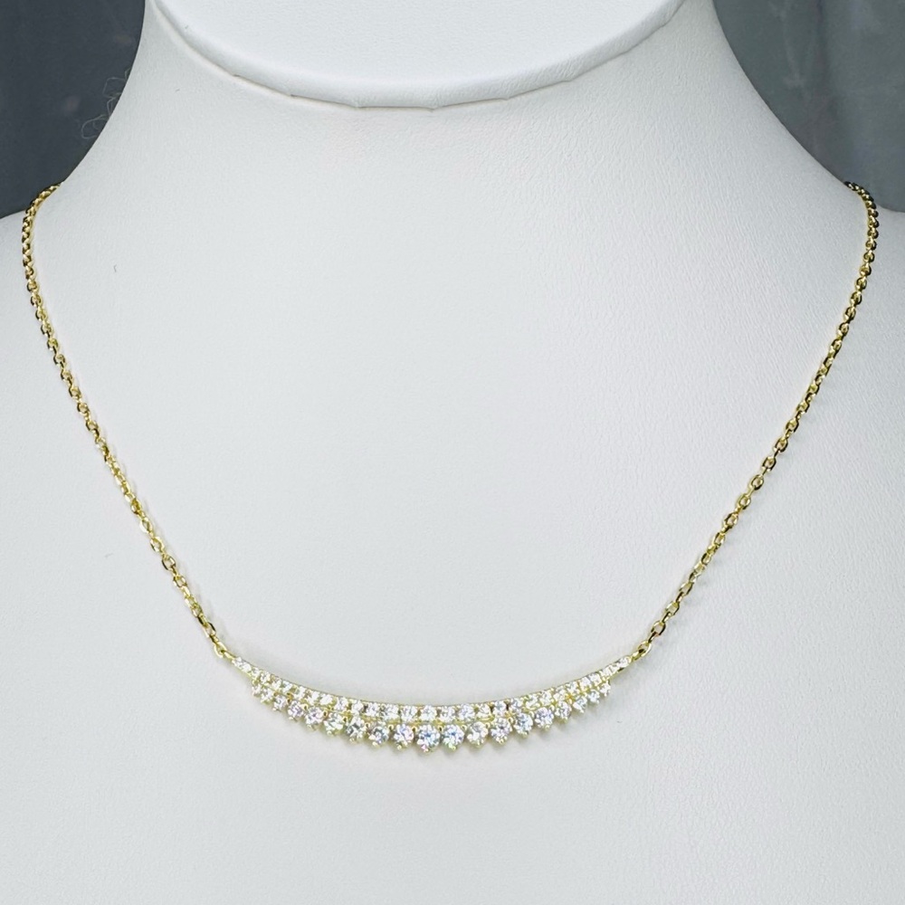 18K Gold and Sterling Silver Necklace with Simulated Stones